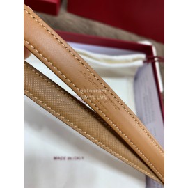 Ferragamo New Calf Leather Pure Copper Buckle 15mm Belt For Women Khaki
