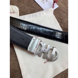 Ferragamo Embossed Cowhide Pure Copper Buckle 35mm Belt For Men