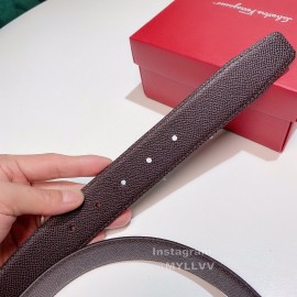 Ferragamo Black Calf Leather Silver Pin Buckle 35mm Belt For Men 