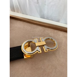 Ferragamo Classic Calf Leather Gold Buckle 35mm Belt 