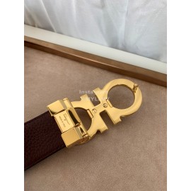 Ferragamo Classic Calf Leather Gold Buckle 35mm Belt 