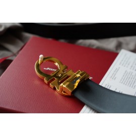 Ferragamo Elegant Calf Leather Gold Buckle 35mm Belt 