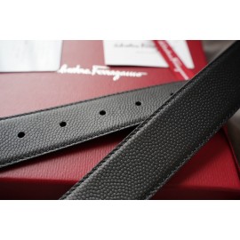 Ferragamo Elegant Calf Leather Black Buckle 35mm Belt 
