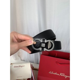 Ferragamo Elegant Calf Leather Black Buckle 35mm Belt For Men