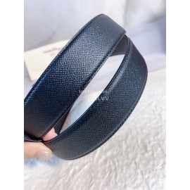 Ferragamo Black Leather Black Buckle 35mm Belt For Men