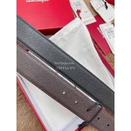 Ferragamo Fashion Calf Leather Silver Pure Copper Pin Buckle 35mm Belt