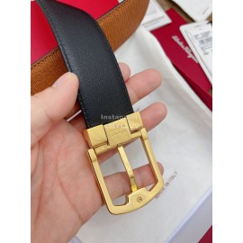 Ferragamo Fashion Calf Leather Gold Pure Copper Pin Buckle 35mm Belt