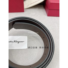 Ferragamo Black Cowhide Pure Copper Gancini Buckle 35mm Belt 