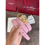 Ferragamo Cowhide Pure Copper Buckle 25mm Belt For Women Pink