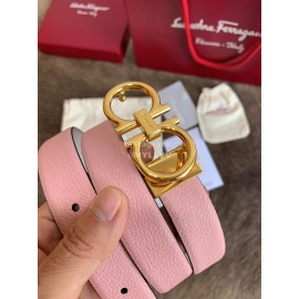 Ferragamo Cowhide Pure Copper Buckle 25mm Belt For Women Pink