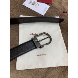 Ferragamo New Calf Leather Pure Copper Black Pin Buckle 35mm Belt