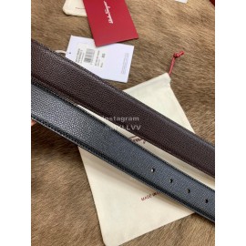 Ferragamo New Calf Leather Pure Copper Black Pin Buckle 35mm Belt