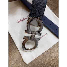 Ferragamo Fashion Calf Leather Pure Copper Gun Color Buckle 35mm Belt