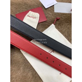 Ferragamo Calf Leather Pure Copper Buckle 35mm Belt Red