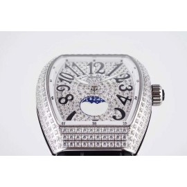 Franck Muller Diamond Dial Black Silicone Strap Watch For Women