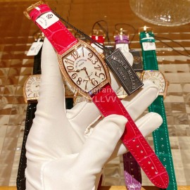 Franck Muller Roman Numeral Dial Leather Strap Quartz Watch