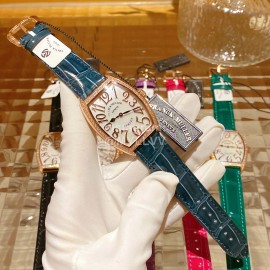 Franck Muller Roman Numeral Dial Leather Strap Quartz Watch Blue