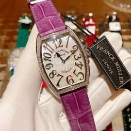 Franck Muller Roman Numeral Dial Purple Leather Strap Quartz Watch