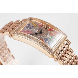 Franck Muller Abf Factory Square Diamond Dial Steel Strap Watch