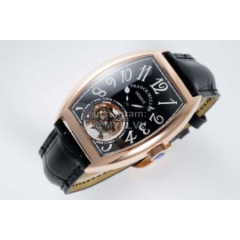 Franck Muller 316l Fine Steel Case Black Cowhide Strap Watch