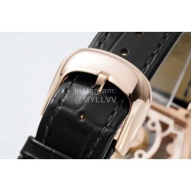 Franck Muller 316l Fine Steel Case Black Cowhide Strap Watch