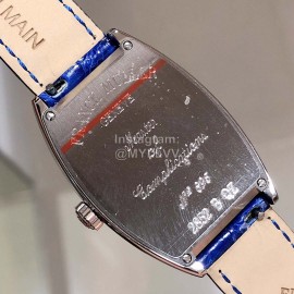 Franck Muller Cintree Curvex Series 316l Fine Steel Case Leather Strap Watch Blue