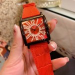 Franck Muller Square Dial Leather Strap Watch For Women