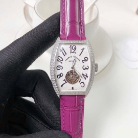 Franck Muller Cowhide Strap Roman Numeral Dial Watch Purple