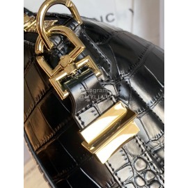 Givenchy Antigona Tote Cowhide Crocodile Pattern Light Gold Buckle Large Handbag Black 9981-1