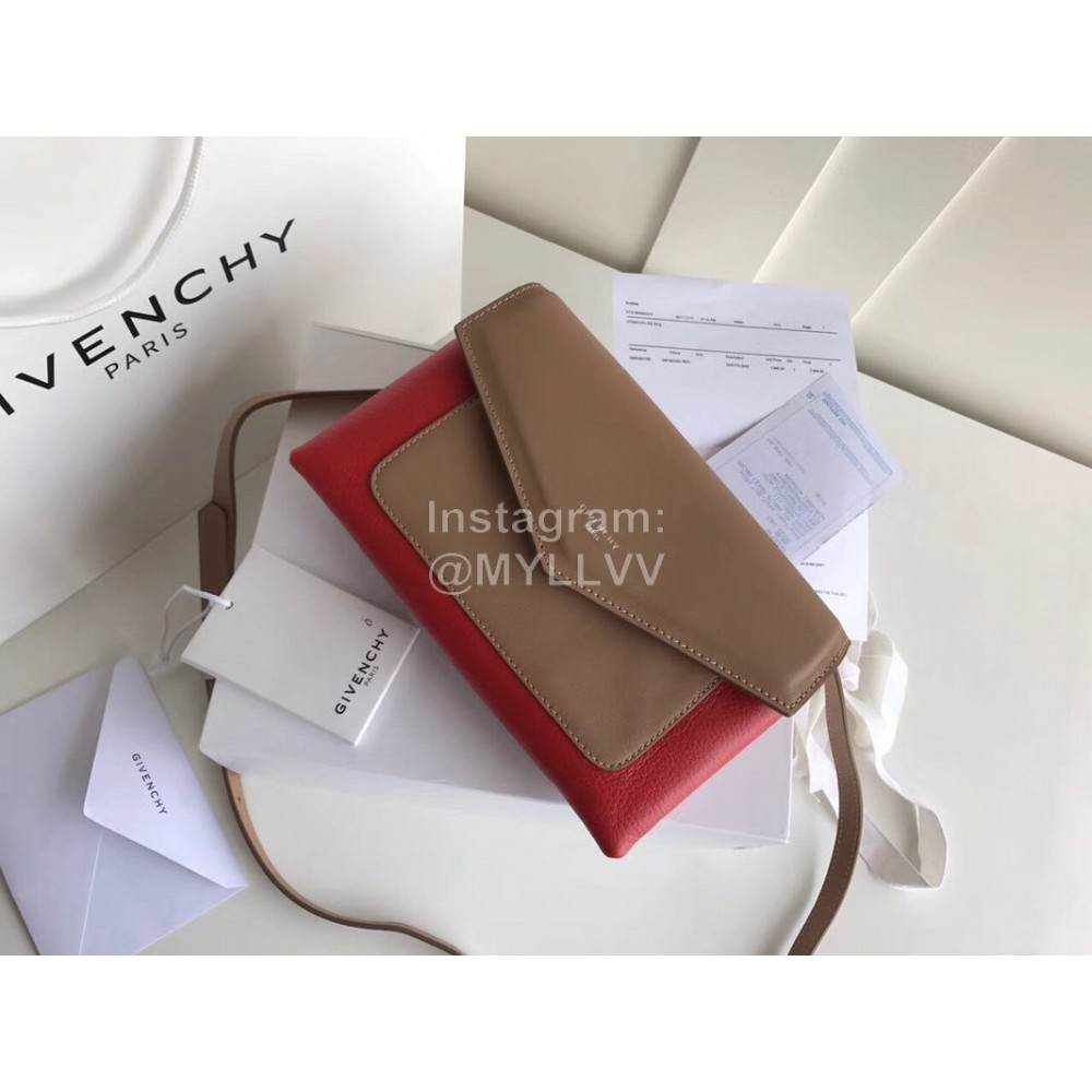 Givenchy Double Flap Shoulder Bag Red And Brown Color Matching 0147