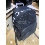 Givenchy White Polka Dot Letter Print Canvas Backpack Black
