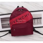 Givenchy Black Twill Letter Fashion Leather Backpack Wine Red
