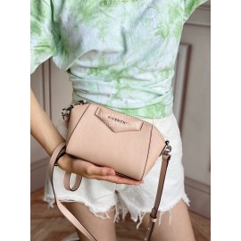 Givenchy Antigona Nano Letter Sheepskin Handbag Shoulder Bag Nude Pink 9981-4