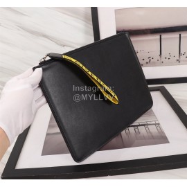 Givenchy Yellow Vertical Pattern Letter Logo Leather Handbag Black