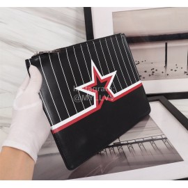 Givenchy Vertical Stripes Color Star Pattern Cowhide Handbag Black