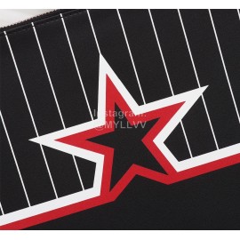 Givenchy Vertical Stripes Color Star Pattern Cowhide Handbag Black