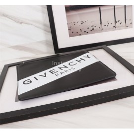Givenchy White Twill Letter Logo Cowhide Clutch Black