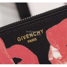 Givenchy Red Lily Pattern Leather Handbag Black