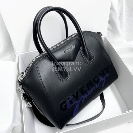 Givenchy Antigona Logo Letter Embroidery Medium Motorcycle Bag Black
