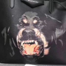 Givenchy Dog Print Leather Large Shopping Bag Black