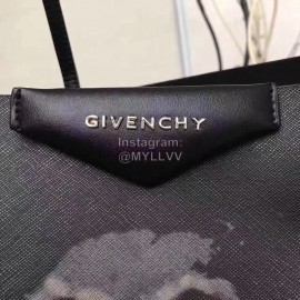 Givenchy Dog Print Leather Large Shopping Bag Black