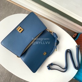 Givenchy Whip Flap Cowhide Leather Large Crossbody Handbag Sapphire Blue