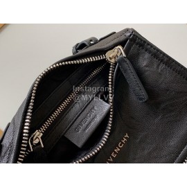 Givenchy Wrinkled Leather Pandora Goatskin Small Trumpet Shoulder Bag Black