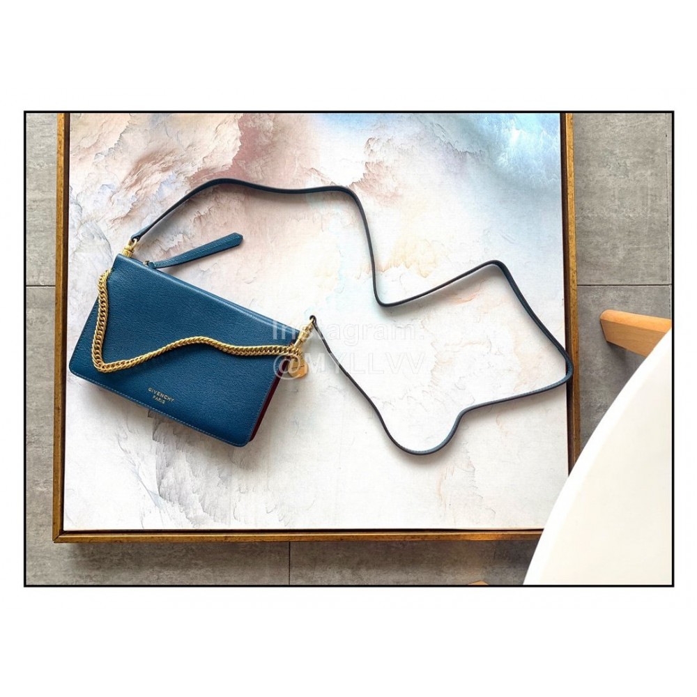 Givenchy Cross3 Goatskin Flap Chain Shoulder Crossbody Bag Blue