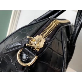 Givenchy Antigona Tote Light Gold Buckle Large Crocodile Pattern Handbag Black