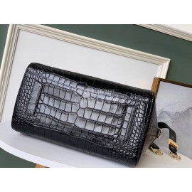 Givenchy Antigona Tote Light Gold Buckle Large Crocodile Pattern Handbag Black