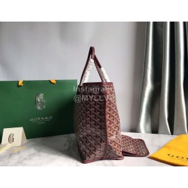 Goyard Fashion Medium Leather Shopping Bag Handbag For Women Wine Red