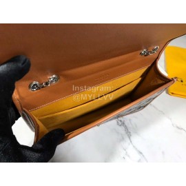 Goyard Alexandre Leather Metal Chain Flap Bag For Women Brown