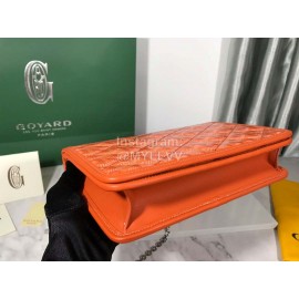 Goyard Alexandre Leather Metal Chain Flap Bag For Women Orange