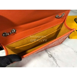 Goyard Alexandre Leather Metal Chain Flap Bag For Women Orange